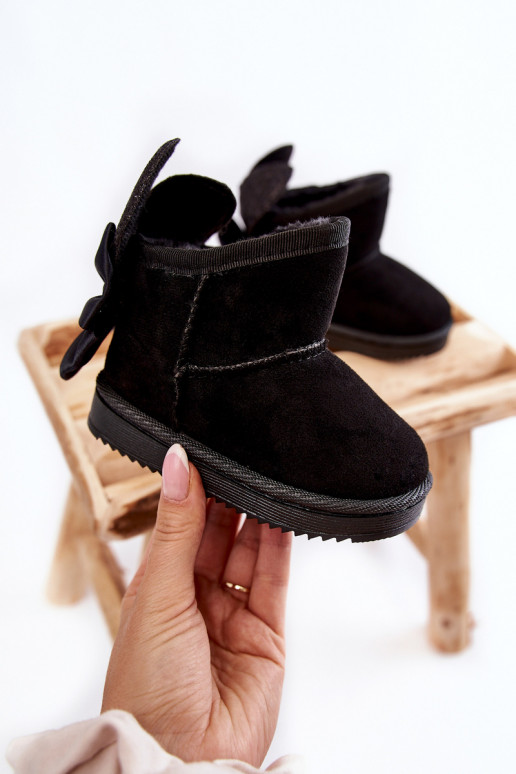 Bērnu siltināti sniega apavi ar bantītēm melnas krāsas Meriva