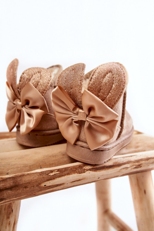 Bērnu siltināti sniega apavi ar bantītēm smilšu krāsas Meriva Bērnu siltināti sniega apavi ar bantītēm smilšu krāsas Meriva