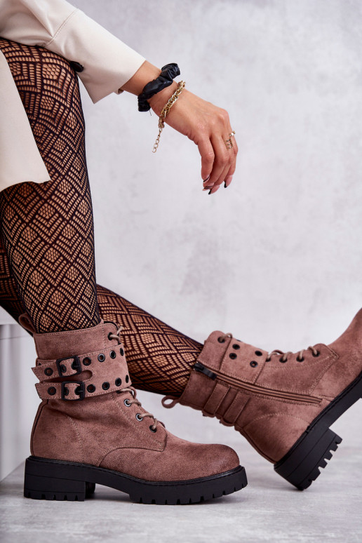 zamšādas siltināti Sieviešu puszābaki brūnas krāsas Silvor