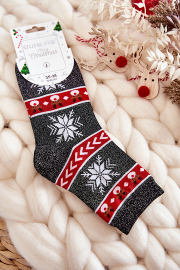 Ziemassvētku zeķes spīdīgs Reindeers -sarkanas krāsas 2