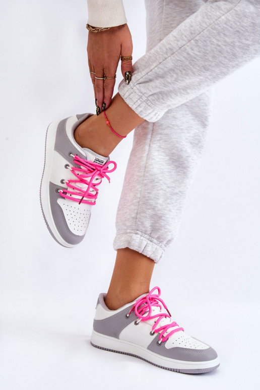 Klasiska modeļa sporta apavi  šņorējami Baltas-Pelēkas krāsas Jella