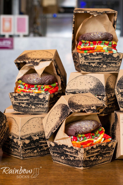 Varavīksnes zeķes  Burger Vege 2 pāri Varavīksnes zeķes  Burger Vege 2 pāri