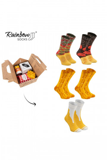Varavīksnes zeķes  Meal Socks Box Burger  5 Par 2