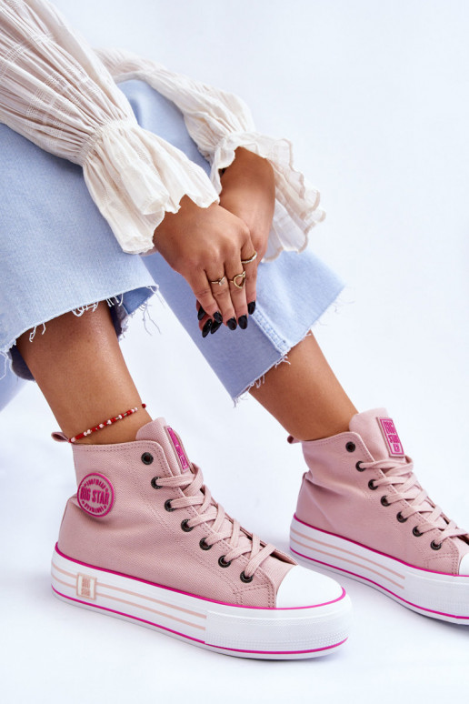 Auduma brīvā laika apavi ar platformu Big Star LL274186 Rozā krāsas Auduma brīvā laika apavi ar platformu Big Star LL274186 Rozā krāsas