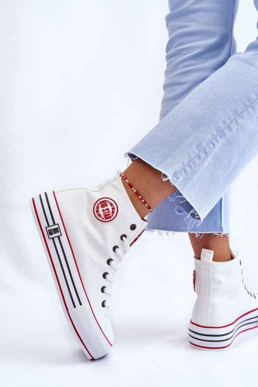 Auduma brīvā laika apavi ar platformu Big Star LL274185 baltas krāsas Auduma brīvā laika apavi ar platformu Big Star LL274185 baltas krāsas