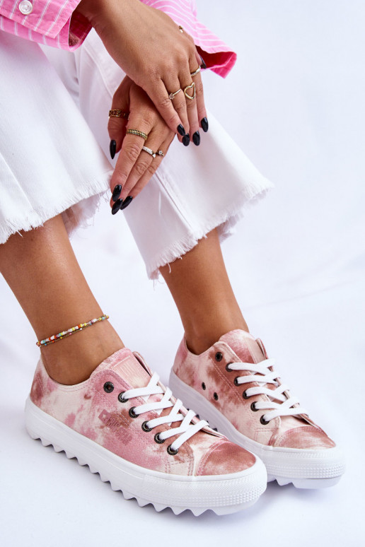 Stilīgasrnas sporta apavi ar līdzenu zoli Big Star LL274044 rozā krāsa-smilšu krāsas Stilīgasrnas sporta apavi ar līdzenu zoli Big Star LL274044 rozā krāsa-smilšu krāsas