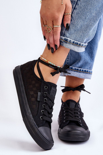 Klasiska modeļa sporta apavi ar līdzenu zoli Big Star LL274072 melnas krāsas 2