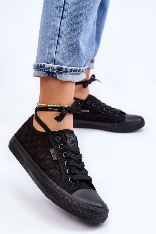 Klasiska modeļa sporta apavi ar līdzenu zoli Big Star LL274072 melnas krāsas Klasiska modeļa sporta apavi ar līdzenu zoli Big Star LL274072 melnas krāsas