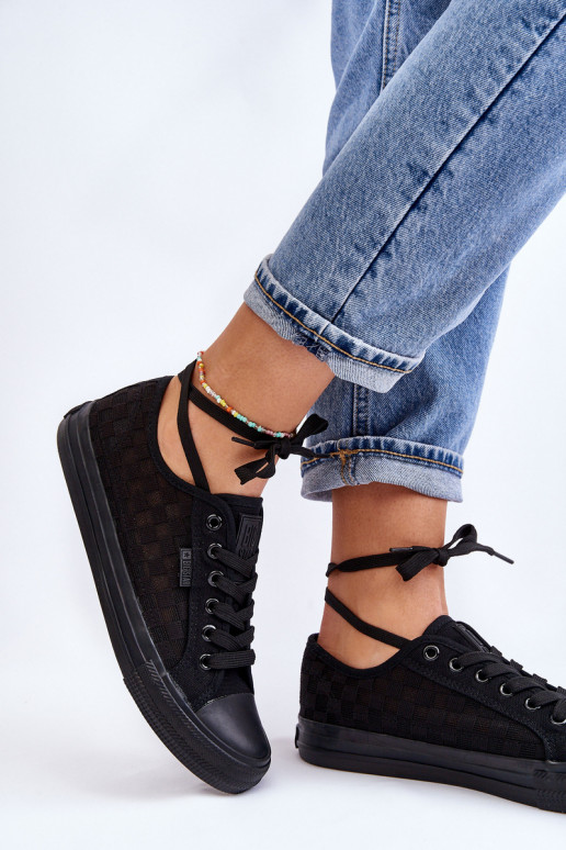 Klasiska modeļa sporta apavi ar līdzenu zoli Big Star LL274072 melnas krāsas Klasiska modeļa sporta apavi ar līdzenu zoli Big Star LL274072 melnas krāsas