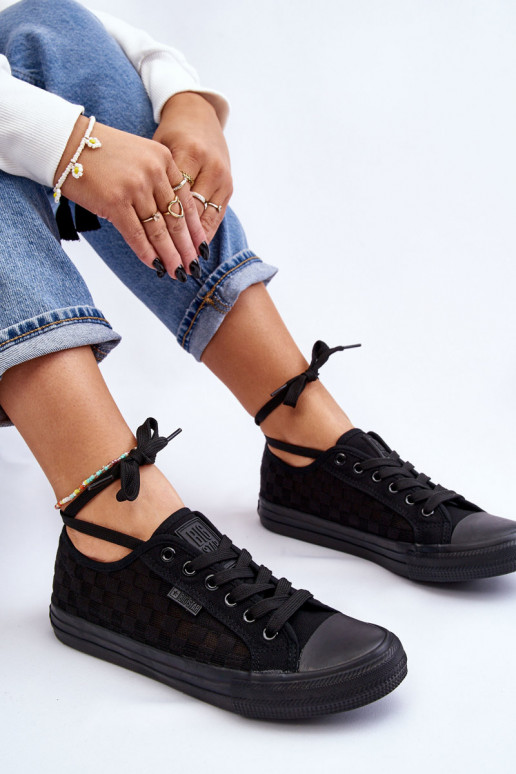 Klasiska modeļa sporta apavi ar līdzenu zoli Big Star LL274072 melnas krāsas Klasiska modeļa sporta apavi ar līdzenu zoli Big Star LL274072 melnas krāsas