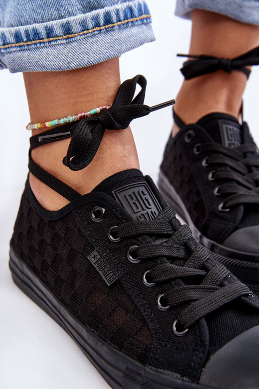 Klasiska modeļa sporta apavi ar līdzenu zoli Big Star LL274072 melnas krāsas Klasiska modeļa sporta apavi ar līdzenu zoli Big Star LL274072 melnas krāsas