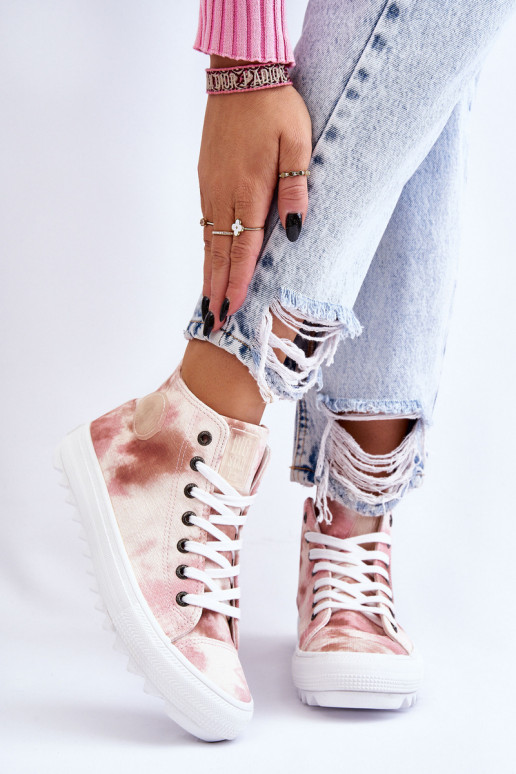 sieviešu puszābaki  Big Star LL274048 smilšu krāsas-Rozā krāsas sieviešu puszābaki  Big Star LL274048 smilšu krāsas-Rozā krāsas