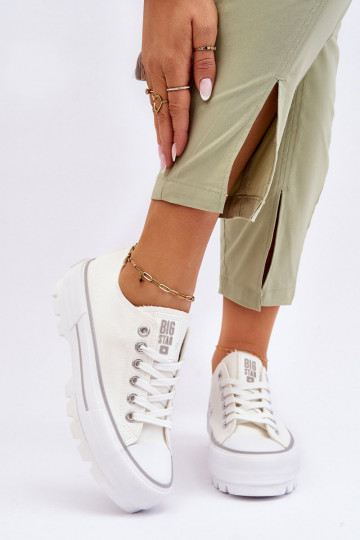 Auduma brīvā laika apavi ar platformu Big Star LL274150 baltas krāsas 2