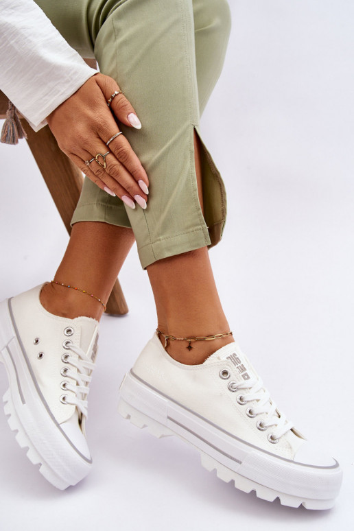 Auduma brīvā laika apavi ar platformu Big Star LL274150 baltas krāsas