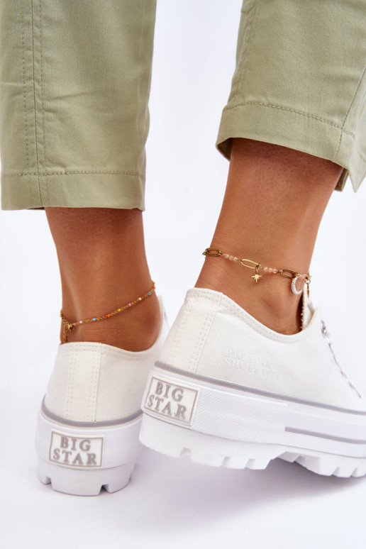Auduma brīvā laika apavi ar platformu Big Star LL274150 baltas krāsas