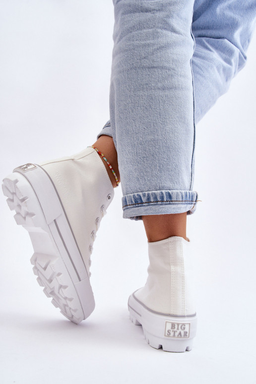Auduma brīvā laika apavi ar platformu Big Star LL274156 baltas krāsas Auduma brīvā laika apavi ar platformu Big Star LL274156 baltas krāsas