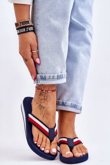 Čības modernas iešļūcenes ar platformu Big Star LL274779 tumši zilas krāsas 2