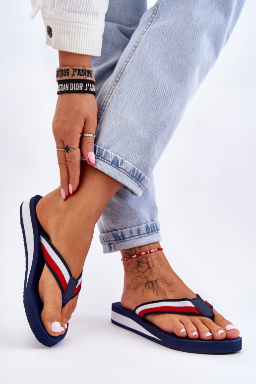 Čības modernas iešļūcenes ar platformu Big Star LL274779 tumši zilas krāsas