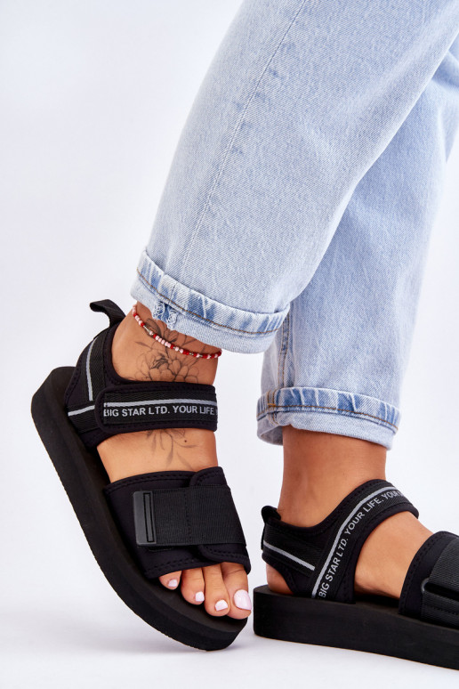 Sieviešu basenes ar lipīgām aizdarēm Big Star LL274784 melnas krāsas