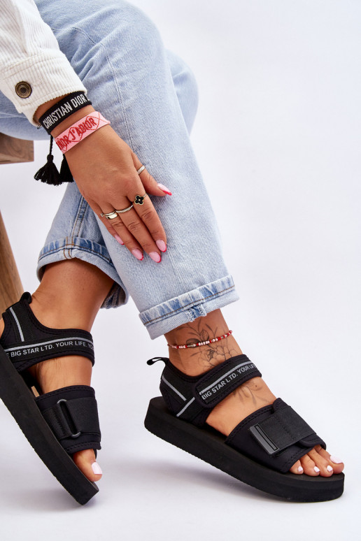 Sieviešu basenes ar lipīgām aizdarēm Big Star LL274784 melnas krāsas