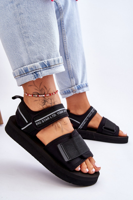 Sieviešu basenes ar lipīgām aizdarēm Big Star LL274784 melnas krāsas