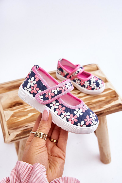 Bērnu balerīnas ar ziedu rakstiem Zilas krāsas-Rozā krāsas Noah