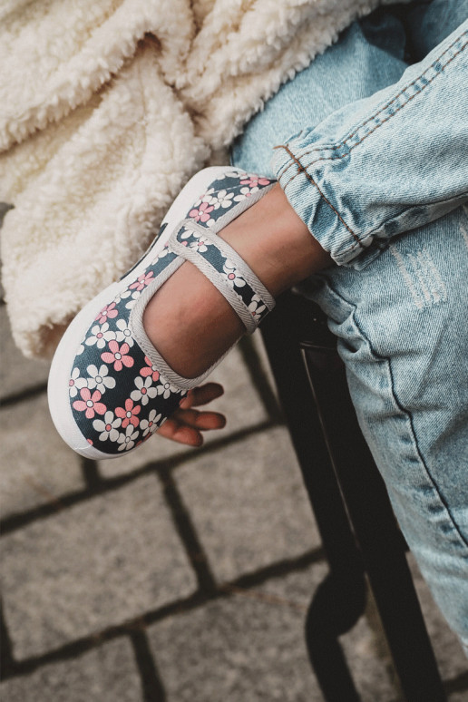 Bērnu balerīnas ar ziedu rakstiem Zilas krāsas-Pelēkas krāsas Noah