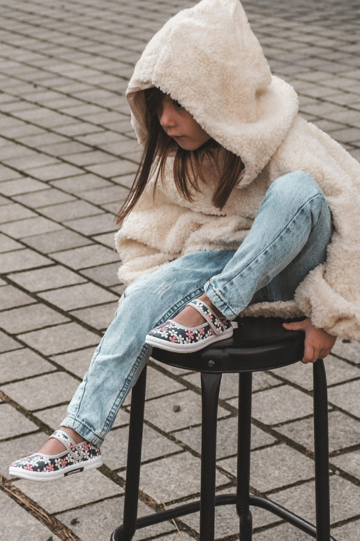 Bērnu balerīnas ar ziedu rakstiem Zilas krāsas-Pelēkas krāsas Noah