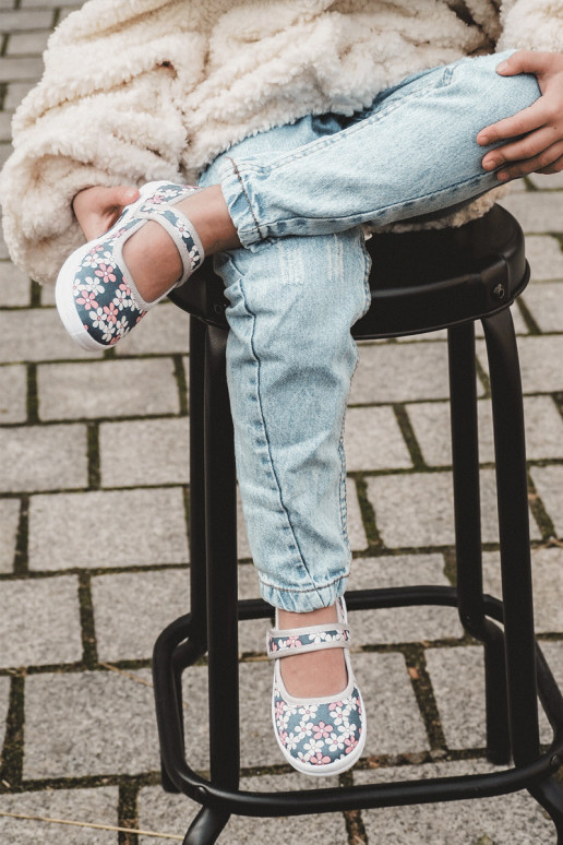 Bērnu balerīnas ar ziedu rakstiem Zilas krāsas-Pelēkas krāsas Noah