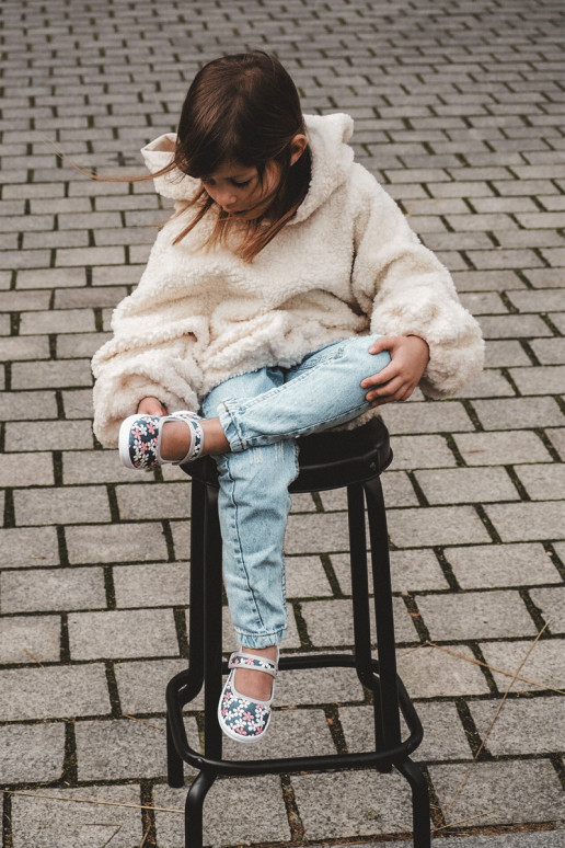 Bērnu balerīnas ar ziedu rakstiem Zilas krāsas-Pelēkas krāsas Noah