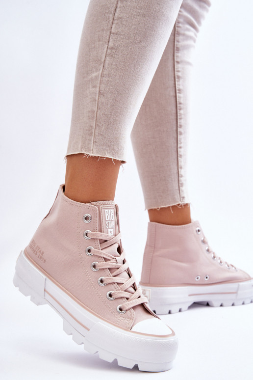 Auduma brīvā laika apavi ar platformu Big Star LL274157 Nude Auduma brīvā laika apavi ar platformu Big Star LL274157 Nude