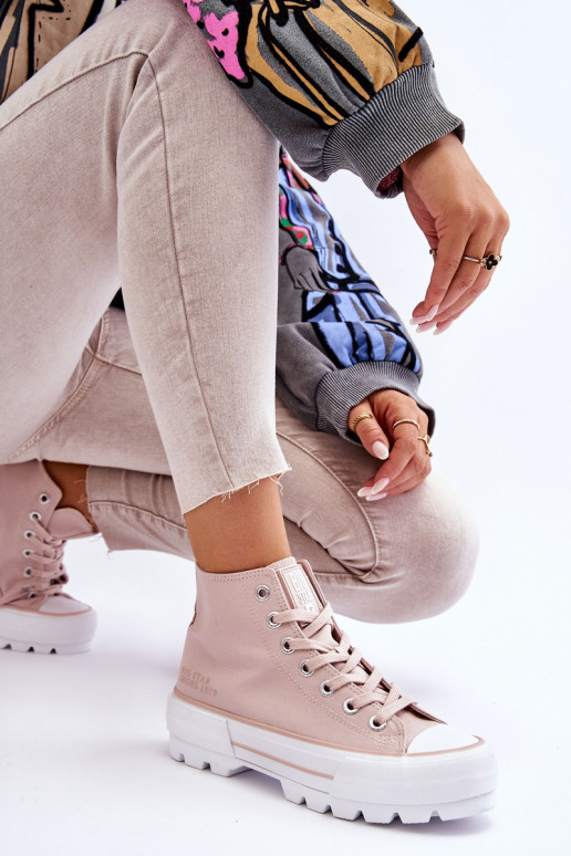 Auduma brīvā laika apavi ar platformu Big Star LL274157 Nude Auduma brīvā laika apavi ar platformu Big Star LL274157 Nude