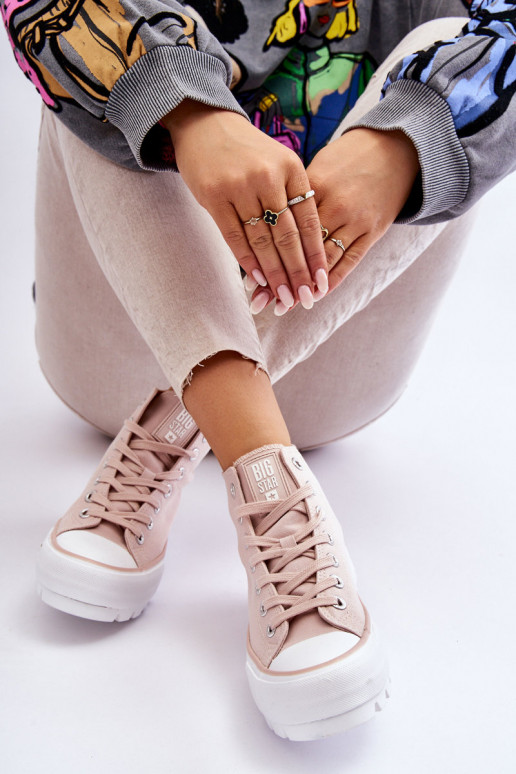 Auduma brīvā laika apavi ar platformu Big Star LL274157 Nude Auduma brīvā laika apavi ar platformu Big Star LL274157 Nude