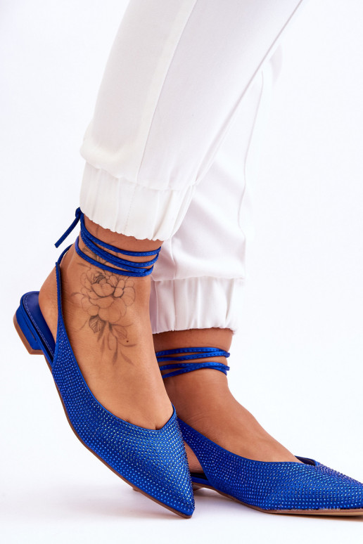 balerīnas ar bantītēm ar kniedēm Zilas krāsas Mavis