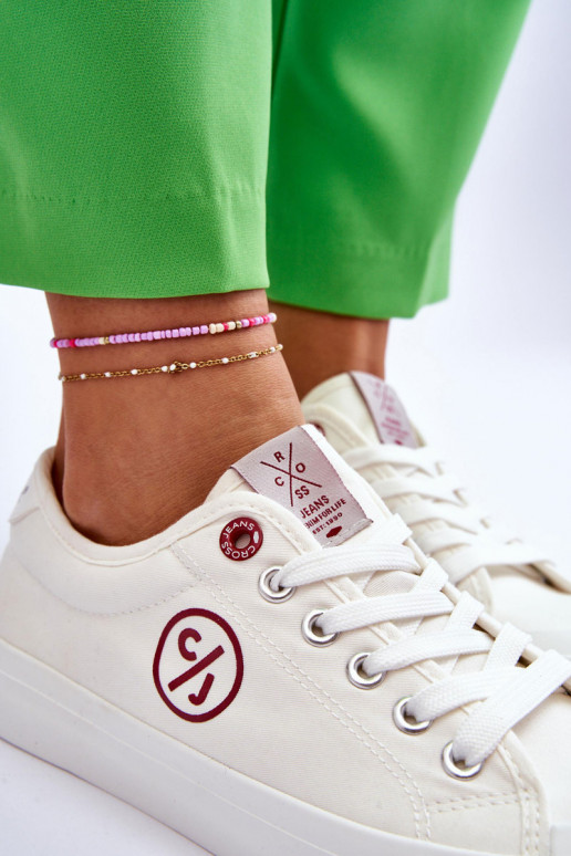 Auduma Sporta apavi Cross Jeans LL2R4043 baltas krāsas Auduma Sporta apavi Cross Jeans LL2R4043 baltas krāsas