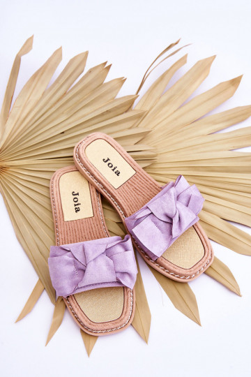 zamšādas   Čības ar bantītēm Violeta krāsa Ambra 2