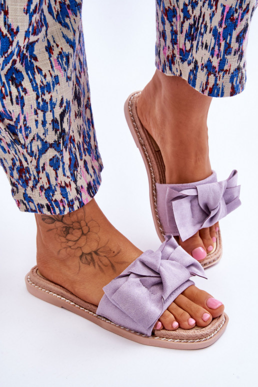 zamšādas   Čības ar bantītēm Violeta krāsa Ambra zamšādas   Čības ar bantītēm Violeta krāsa Ambra