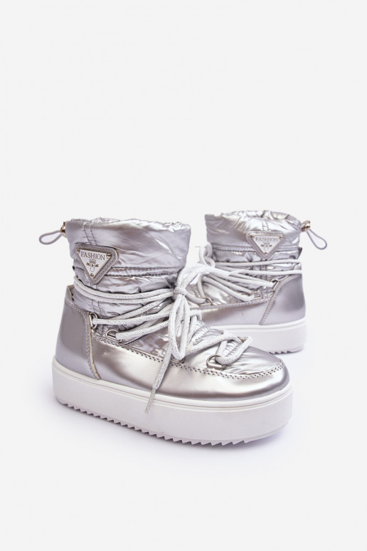 Sniega apavi siltināti šņorējami Sudraba krāsas Colina Sniega apavi siltināti šņorējami Sudraba krāsas Colina