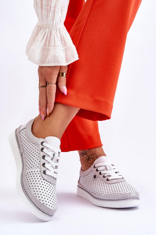 Stilīgasrnas   Ažūra apavi Sportiska stila Baltas-Sudraba krāsas Cantare