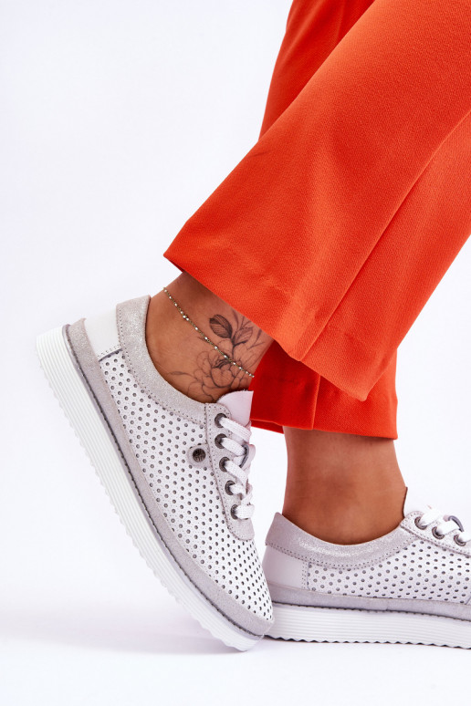 Stilīgasrnas   Ažūra apavi Sportiska stila Baltas-Sudraba krāsas Cantare