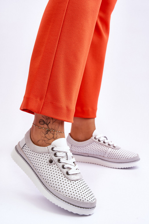 Stilīgasrnas   Ažūra apavi Sportiska stila Baltas-Sudraba krāsas Cantare