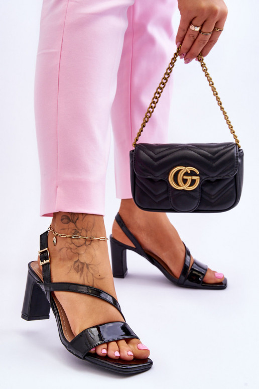 Laque sandales ar papēdi melnas krāsas Carrie Laque sandales ar papēdi melnas krāsas Carrie