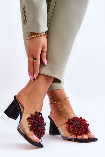 Stilīgasrnas Caurspīdīgas čības ar papēdi S.Barski KV-AP658-1 melnas krāsas 2