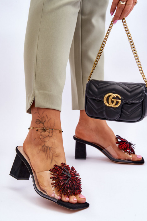 Stilīgasrnas Caurspīdīgas čības ar papēdi S.Barski KV-AP658-1 melnas krāsas Stilīgasrnas Caurspīdīgas čības ar papēdi S.Barski KV-AP658-1 melnas krāsas