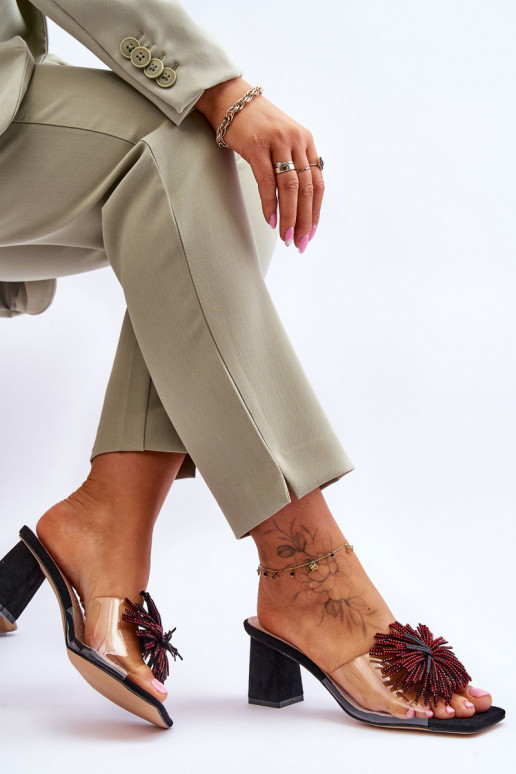 Stilīgasrnas Caurspīdīgas čības ar papēdi S.Barski KV-AP658-1 melnas krāsas Stilīgasrnas Caurspīdīgas čības ar papēdi S.Barski KV-AP658-1 melnas krāsas