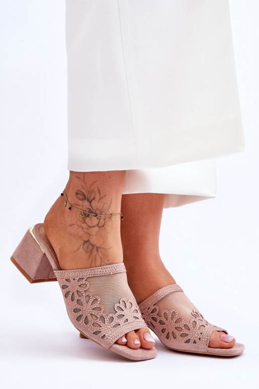 Čības ar papēdi ar tīkliņu S.Barski KV-612-1 Nude Čības ar papēdi ar tīkliņu S.Barski KV-612-1 Nude