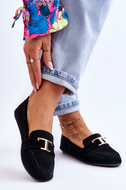 Klasiski uzvelkami mokasīni melnas krāsas Carly