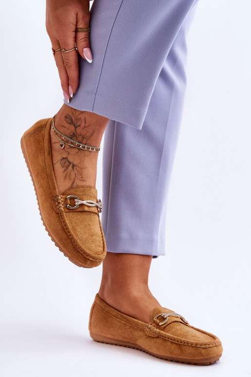 Klasiski zamšādas mokasīni ar ornamentiem brūnas krāsas Amera Klasiski zamšādas mokasīni ar ornamentiem brūnas krāsas Amera