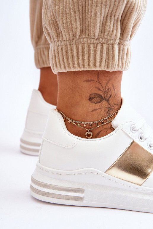 Klasiska modeļa sporta apavi Baltas-Zelta krāsas Follow Me Klasiska modeļa sporta apavi Baltas-Zelta krāsas Follow Me