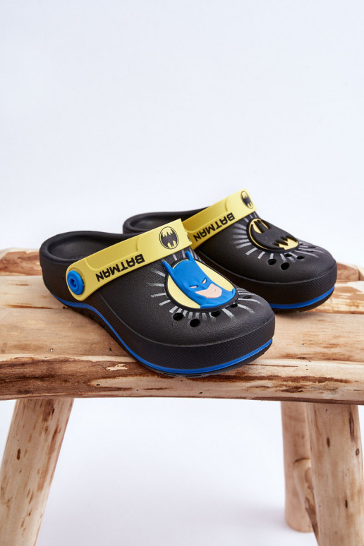 Bērnu crocs stila čības Batman Grendene Kids JJ385005 melnas krāsas